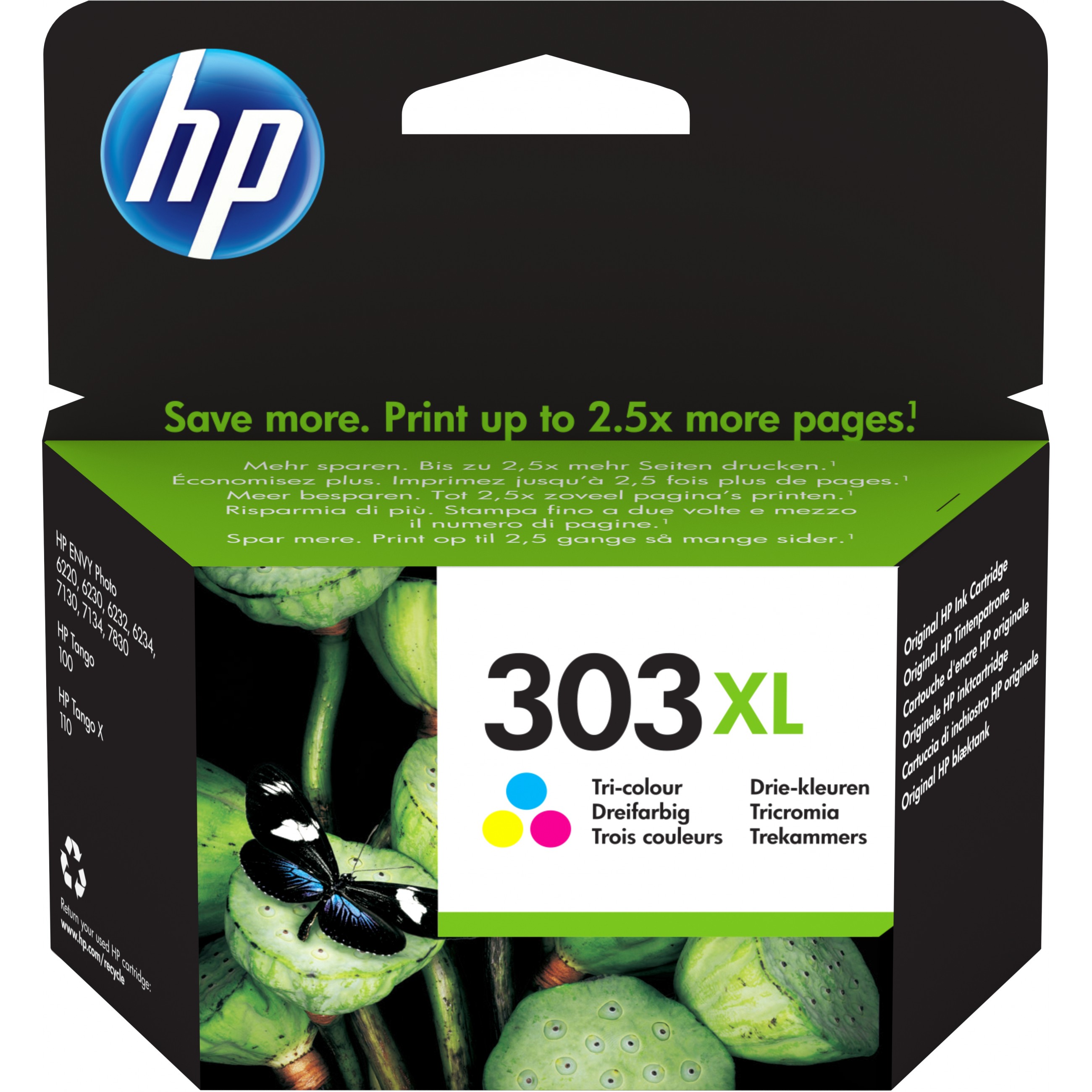 HP T6N03AE#UUS, Tinte, HP 303XL High Yield Tri-color ink  (BILD1)