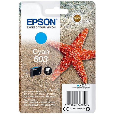Epson Singlepack Cyan 603 Ink - Nr. C13T03U24010
