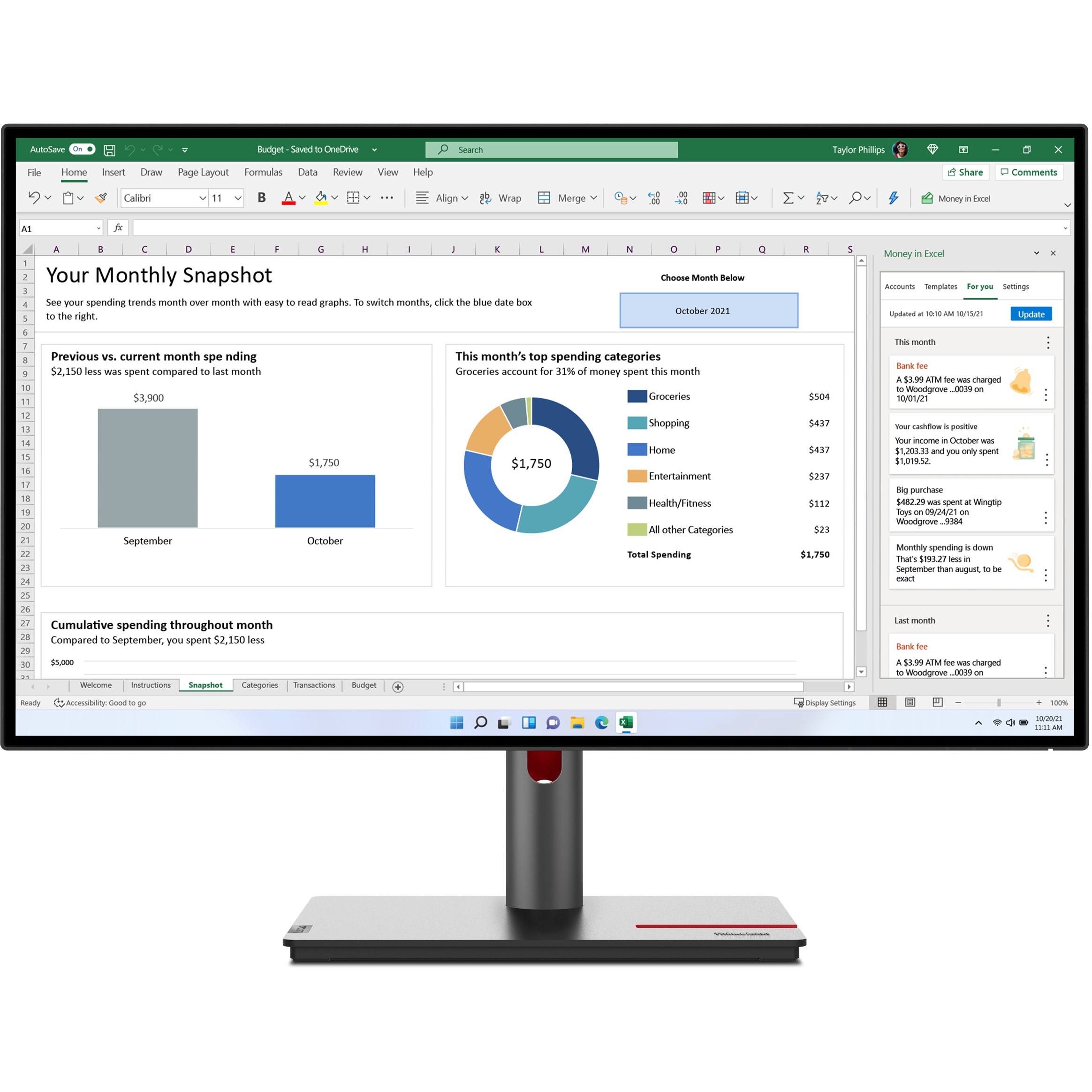 TFT 68,6cm /27"" (2560x1440) Lenovo ThinkVision P27h-30 4ms DP USB-C Black