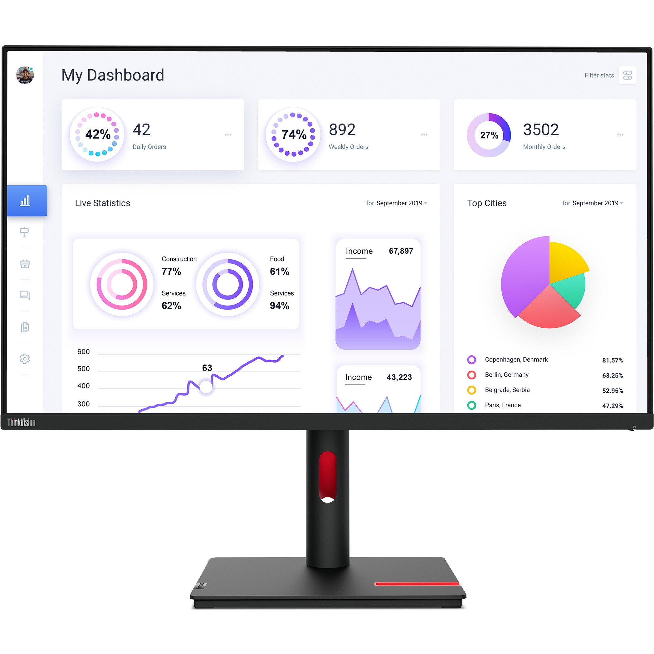 TFT 80cm/31,5"" (3840x2160) Lenovo ThinkVision T32p-30 16:9 4K IPS 4ms 60Hz HDMI DP USB-C Pivot Black