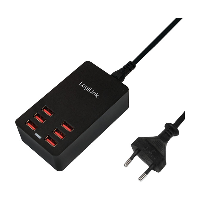 LogiLink USB Table Charger, 6 Port, 32W, black