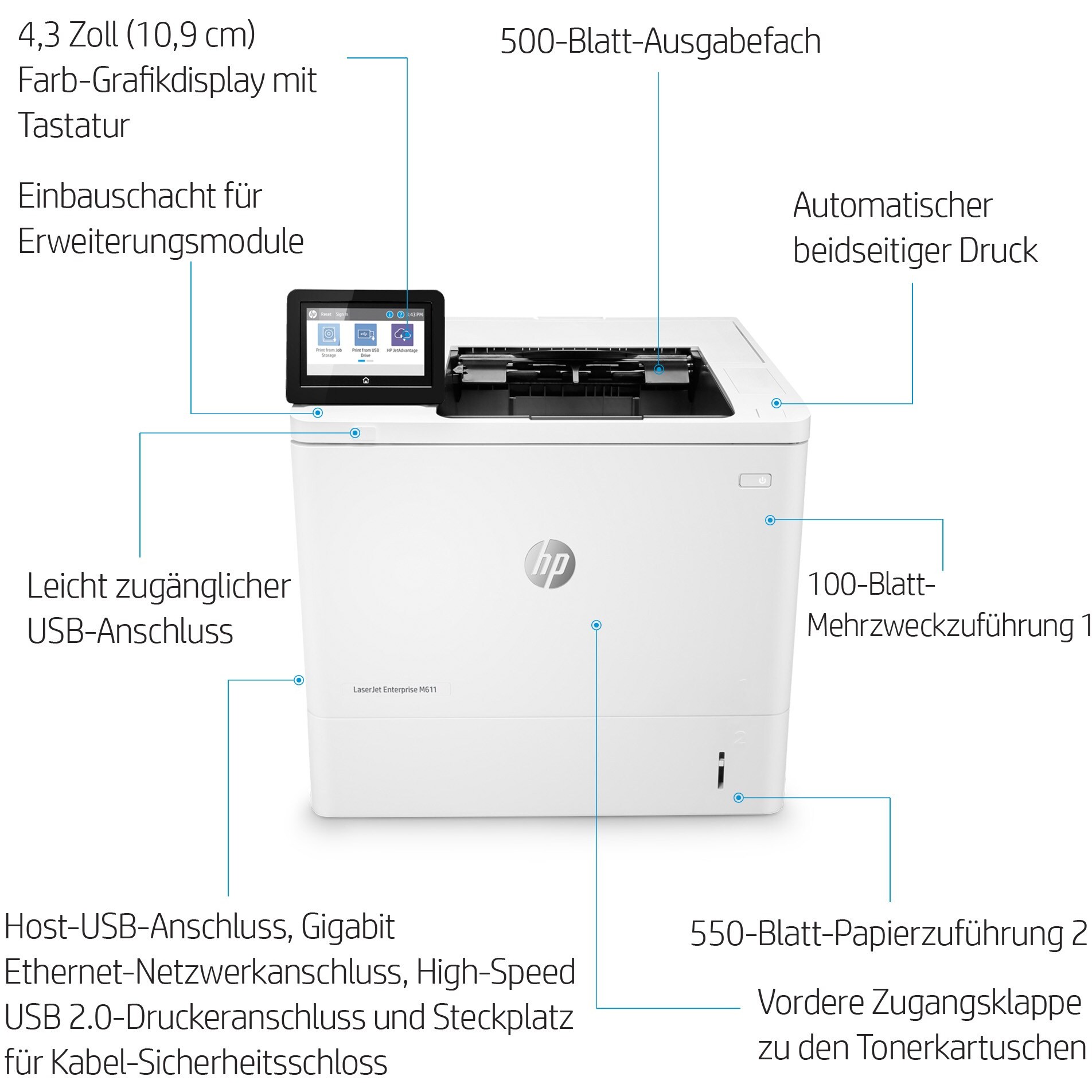 HP 7PS84A#B19, Drucker, HP LaserJet Enterprise M611dn  (BILD5)