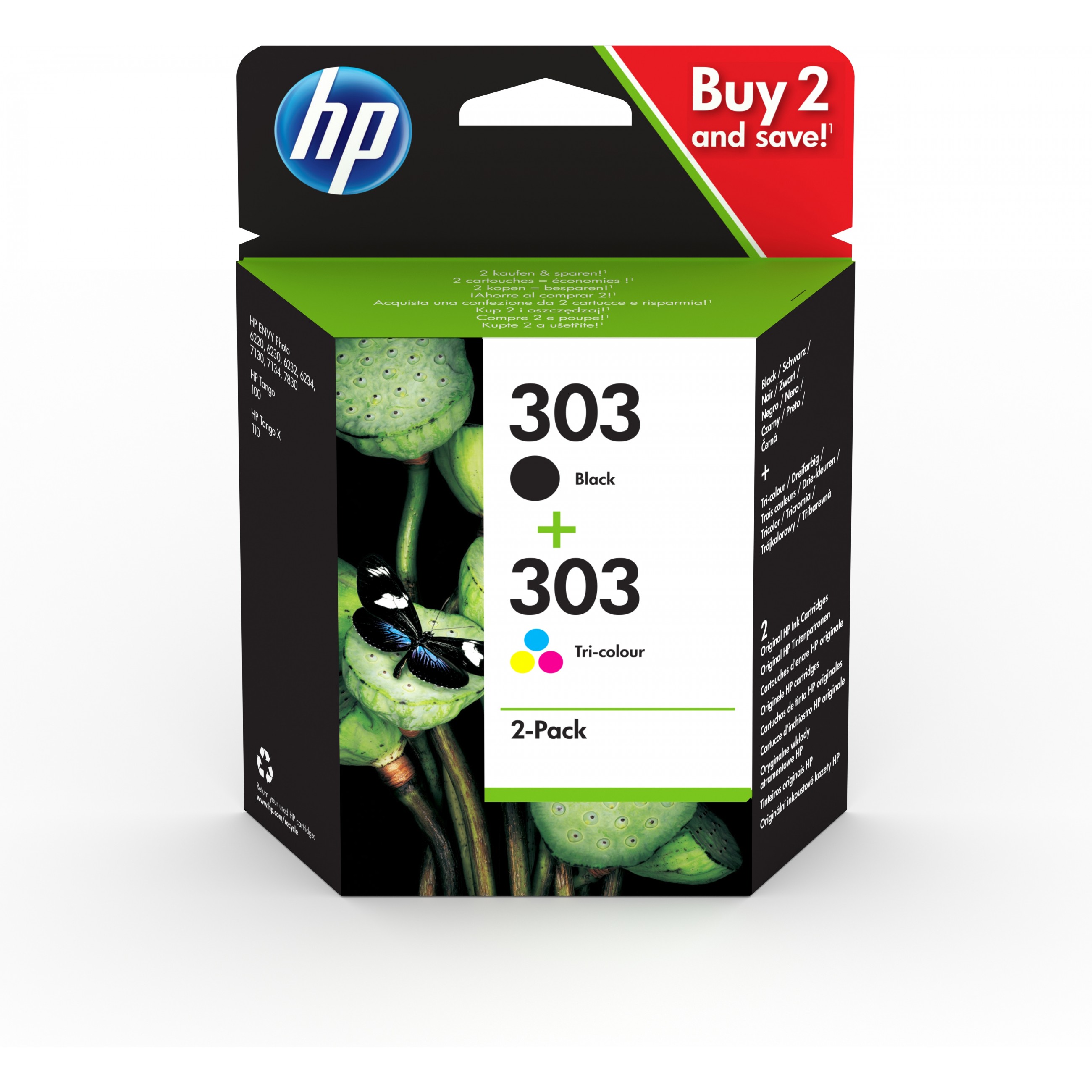 HP 303 2-pack Black/Tri-color Original Ink Cartridges ink cartridge - 3YM92AE