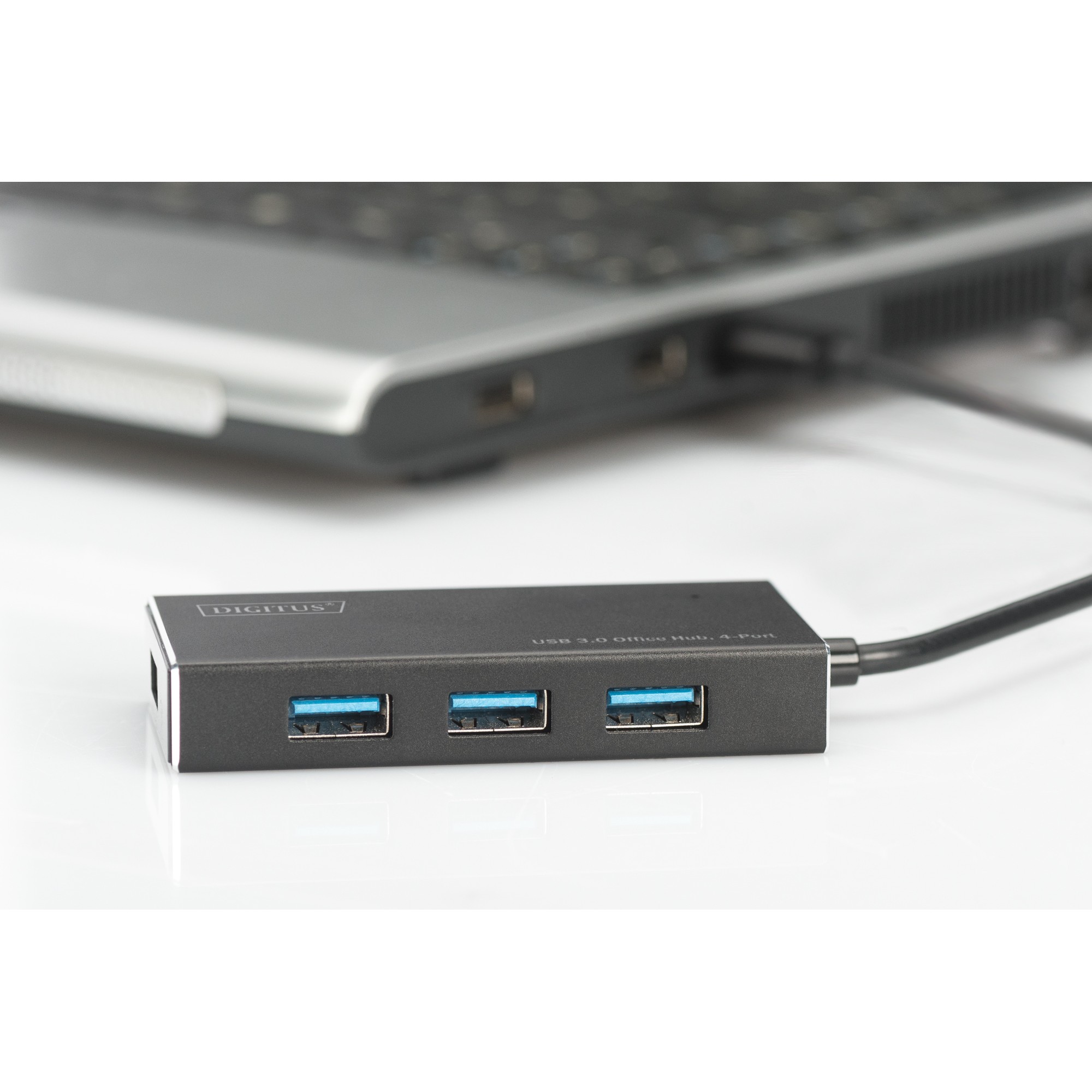 DIGITUS 4-Port-USB-Hub 4xUSB3.0 Alu schw.matt +NT +Kabel