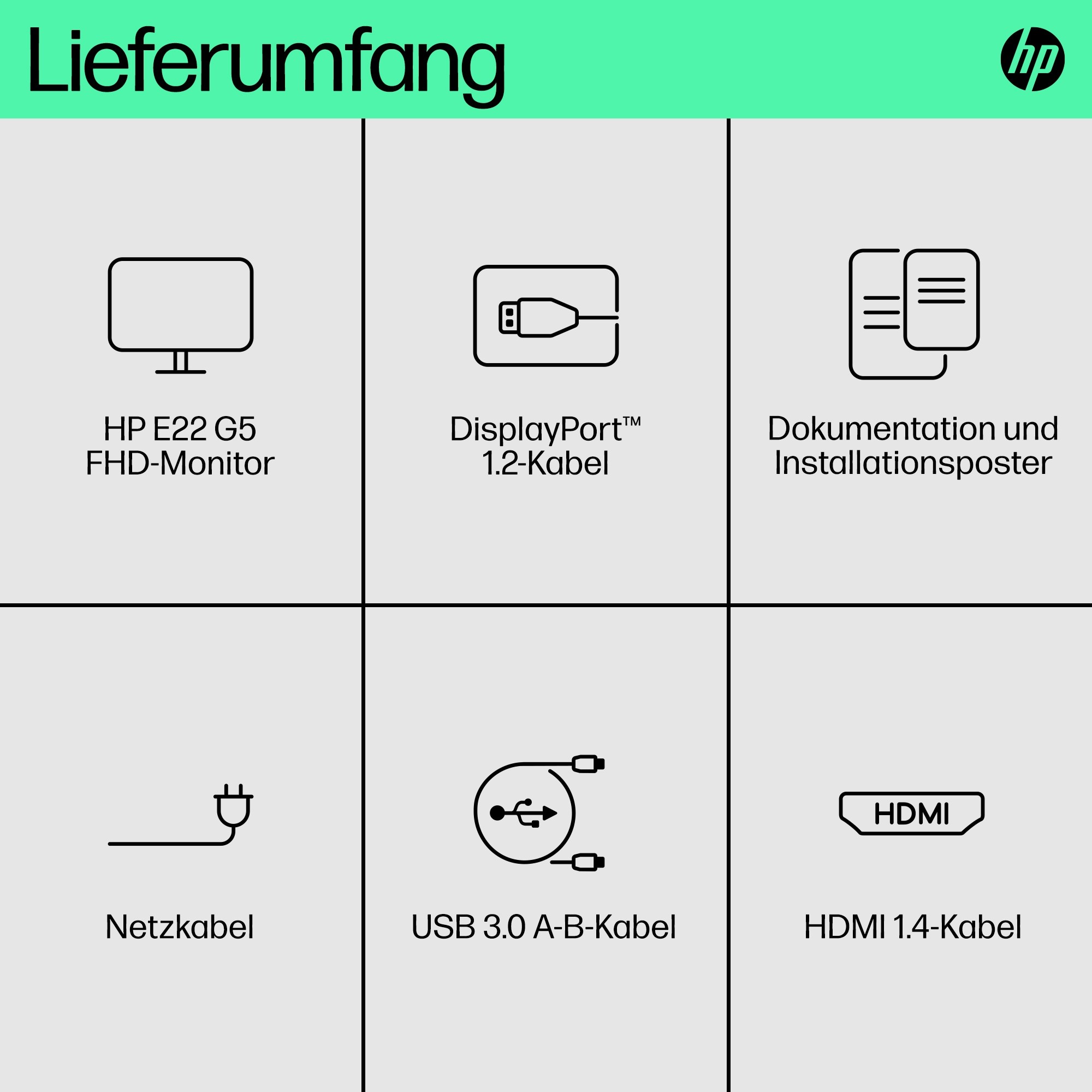 HP 6N4E8AA#ABB, Monitore, HP E-Series E22 G5 FHD Monitor  (BILD6)