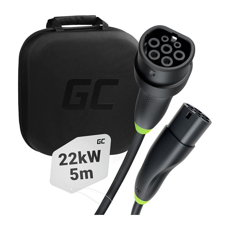 Green Cell Elektroauto Ladekabel/electric car charging cable Typ 2 22KW 32A 5m Black Elektromobilität