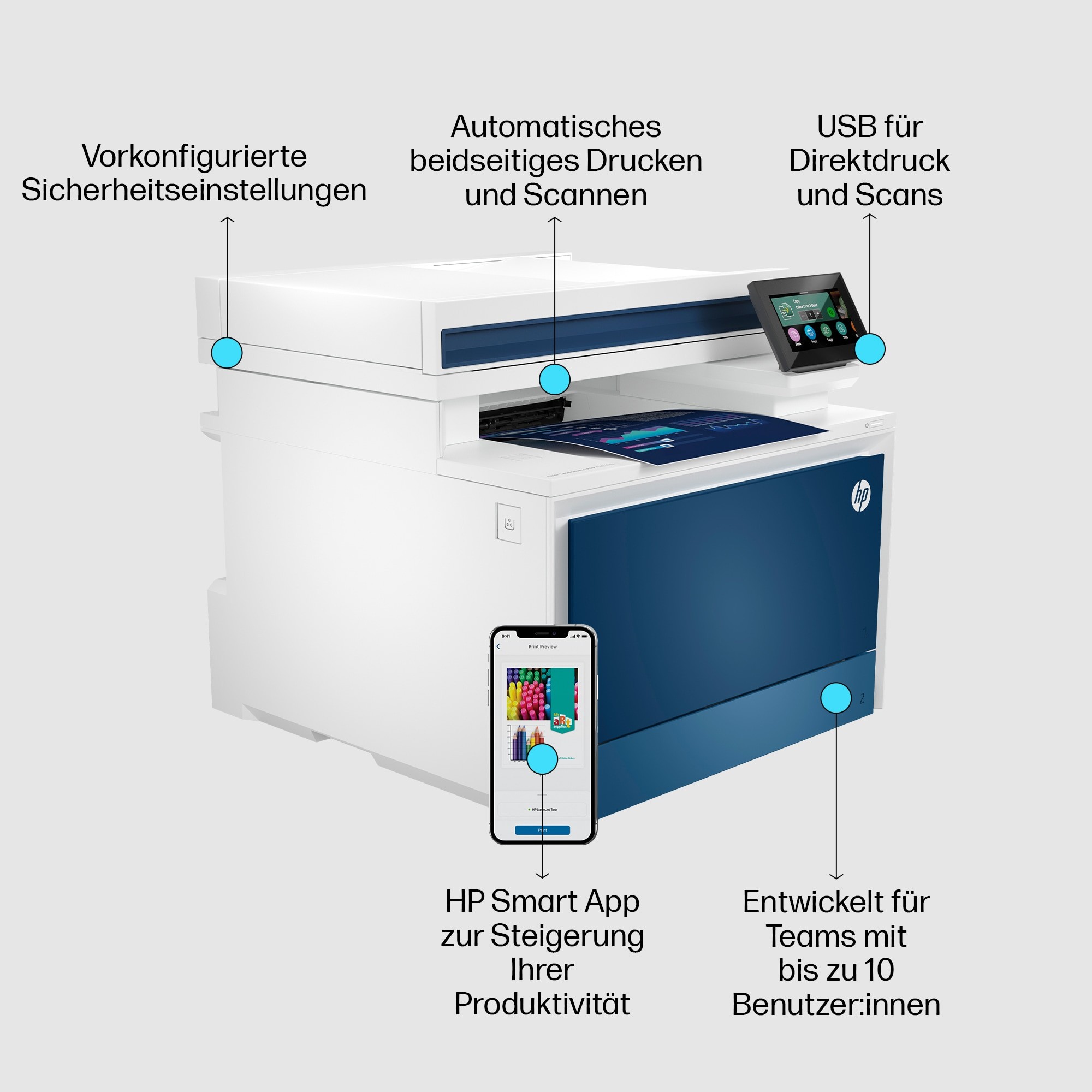 HP 5HH64F#B19, Multifunktionsdrucker, HP Color LaserJet  (BILD3)