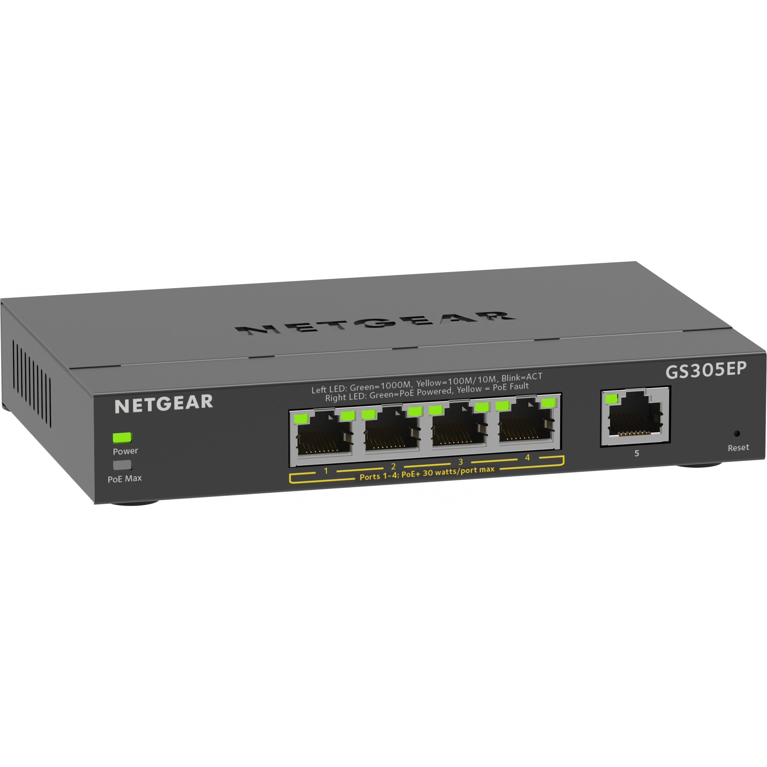 NETGEAR 5-Port Gigabit Ethernet PoE+ Plus Switch (GS305EP) - GS305EP-100PES