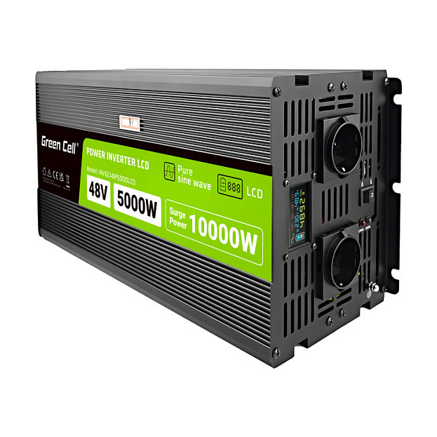 Green Cell KFZ Spannungswandler Power Inverter 48V > 230V 5000W/10000W Display USV & Stromversorgung