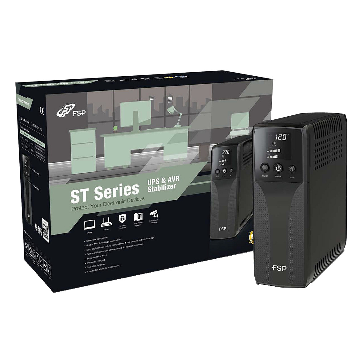 FSP ST 1500 Tower 1500VA 900W RJ45 Ausgang 8x IEC USV & Stromversorgung