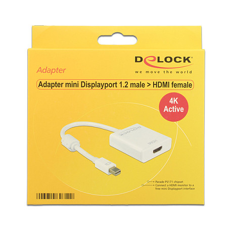 DeLock Mini DisplayPort 1.2 > HDMI (ST-BU) Adapter 4K White