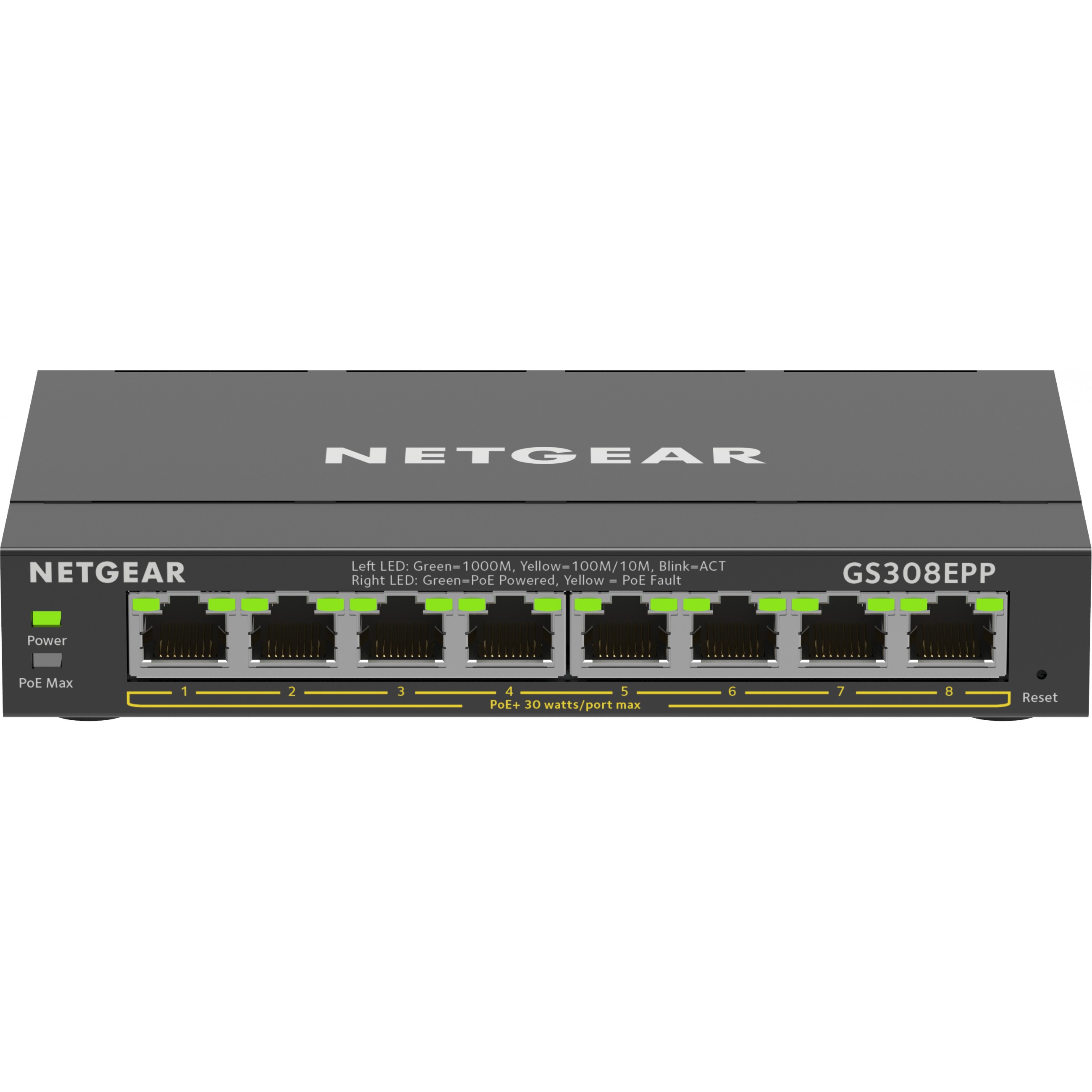 NETGEAR 8-Port Gigabit Ethernet High-Power PoE+ Plus Switch (GS308EPP)