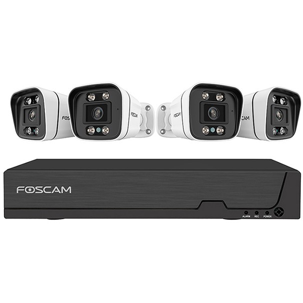 FOSCAM FNA108E-B4-2T Überwachungskameraset 4 Kameras mit Recorder Weiß