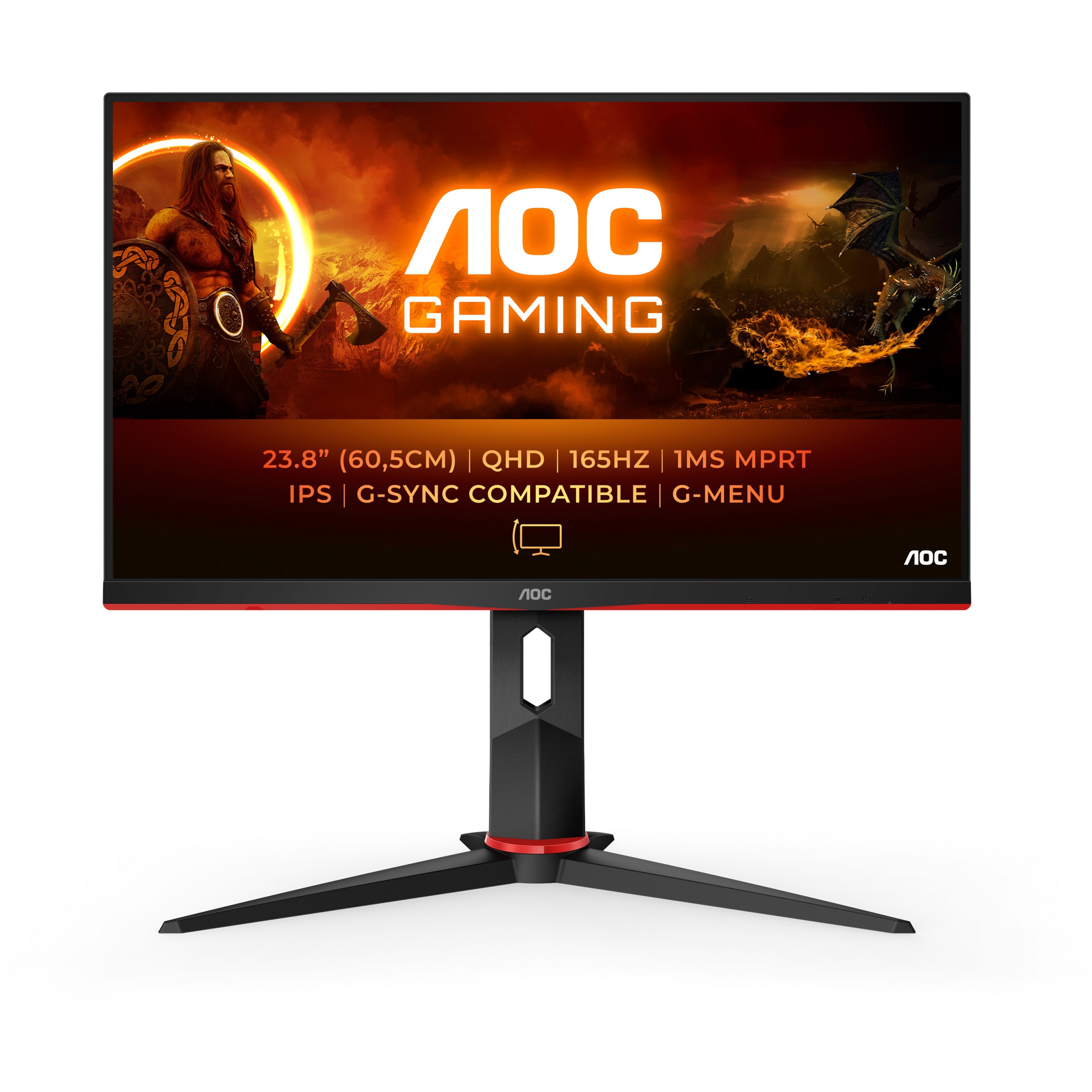 4038986141208 - 24 Bildschirm Gaming Q24G2A BK - LED monitor - QHD - 24 - Rot - 1 ms AMD FreeSync Premium