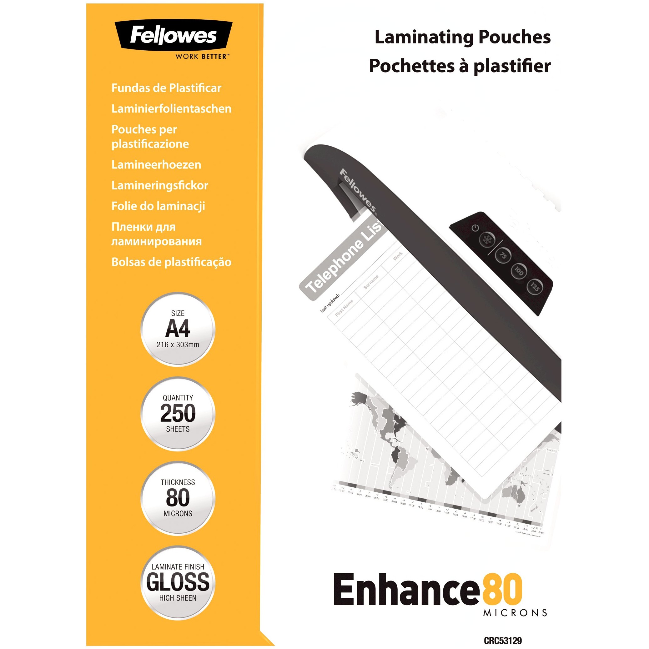 Laminierfolie Fellowes Capture A4  80 Mikron 250er Pack