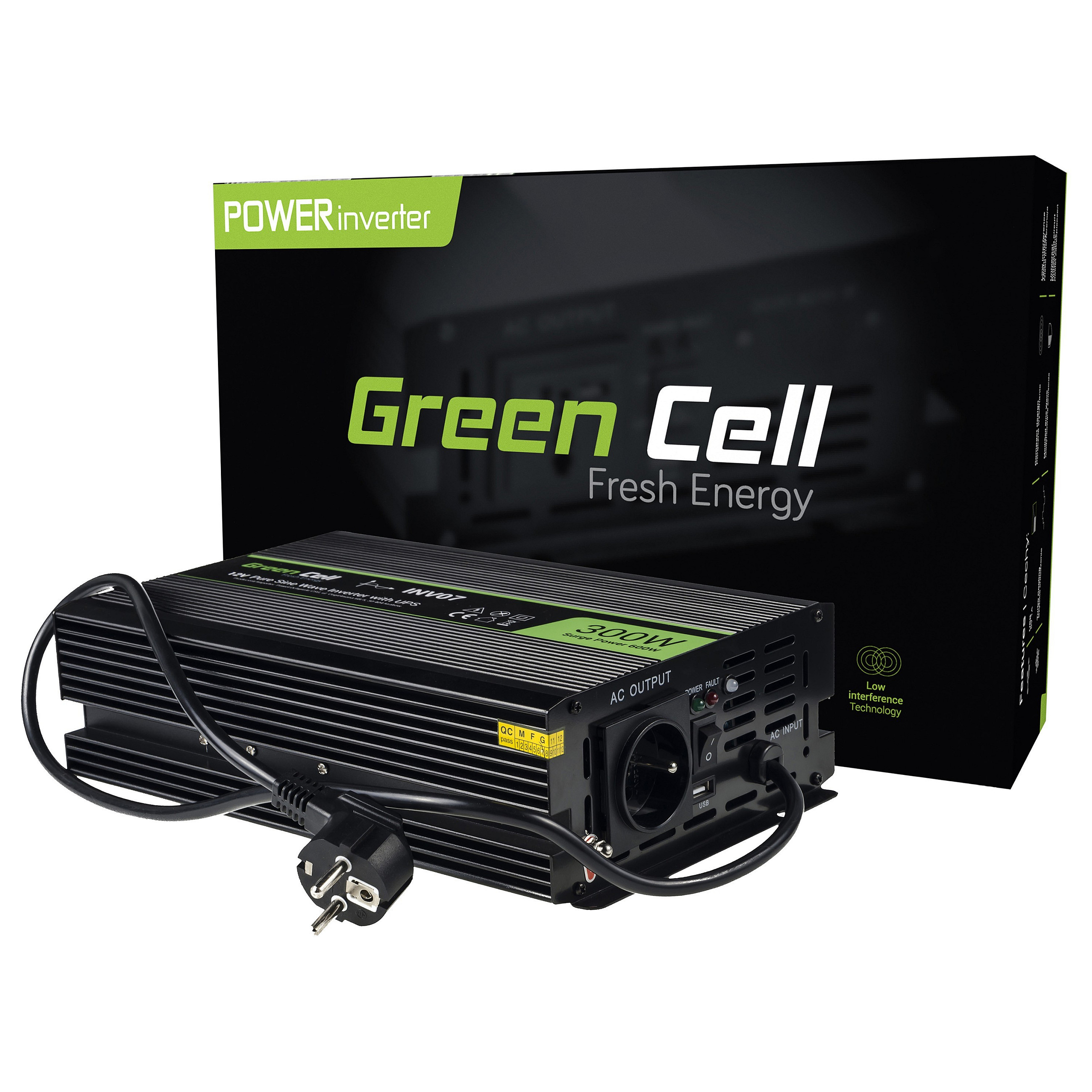 Green Cell KFZ Spannungswandler Power Inverter 12V > 230V 300/600W USV & Stromversorgung