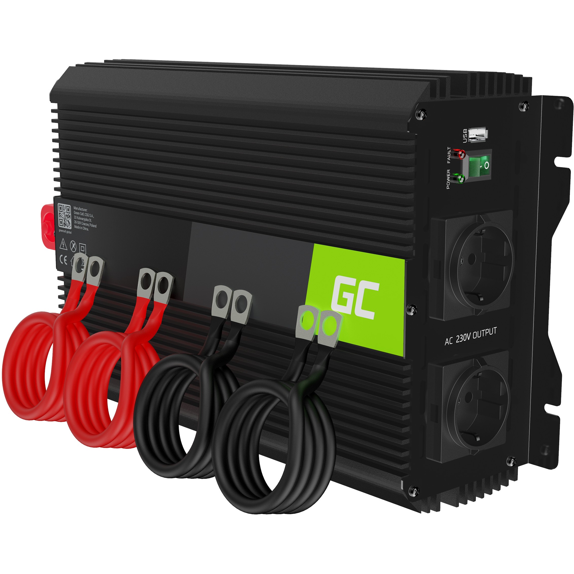 Green Cell KFZ Spannungswandler Power Inverter PRO 12V > 230V mit USB - INVGC10