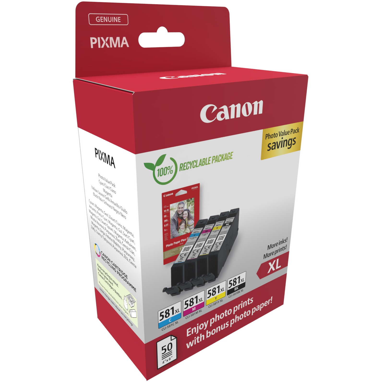 CANON CLI-581XL BK/C/M/Y Photo Value Pack