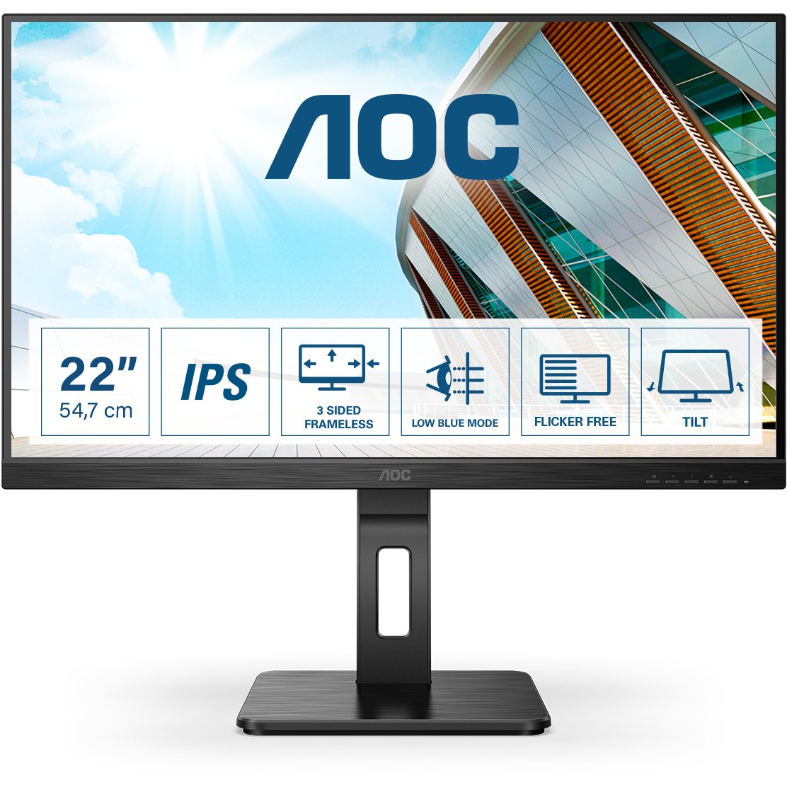 4038986127288 - 22P2Q - LED-Monitor - 546 cm (215) - 1980 x 1080 Full HD (1080p) - IPS - 250 cd m² - 10001 - 4 ms - HDMI DVI DisplayPort VGA - Lautsprecher - Schwarz