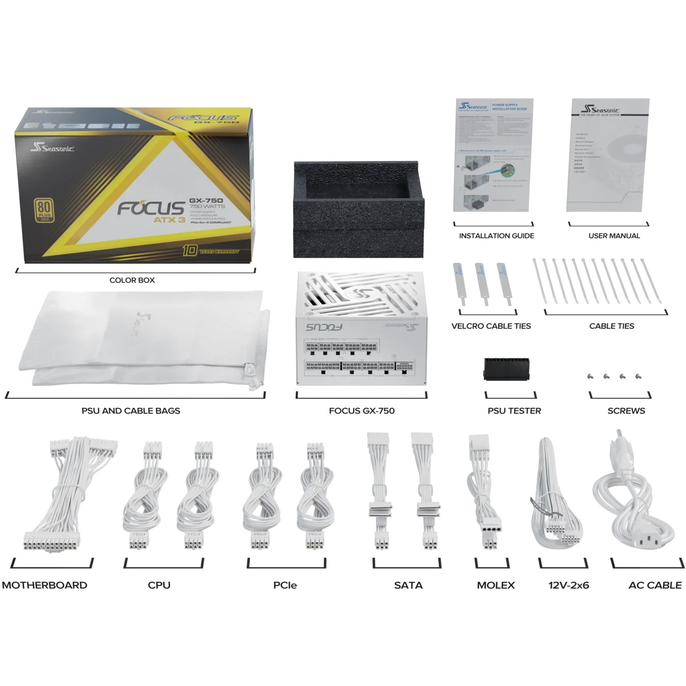 1000W Seasonic FOCUS-GX-1000-V4-WHITE ATX 3.1 80+ Gold,  (BILD3)