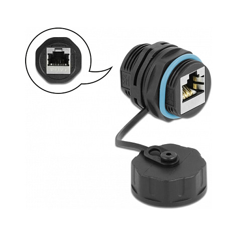 Kabelverbinder RJ45 Buchse zu RJ45 Buchse Cat.6A mit Verschlusskappe wasserfest