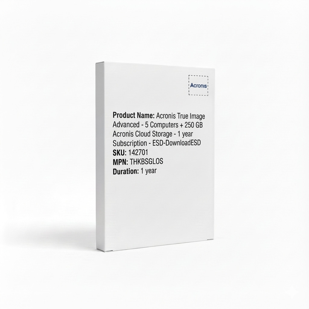 Acronis True Image Advanced - 5 Computers + 250 GB Acronis Cloud Storage - 1 year Subscription - ESD-DownloadESD