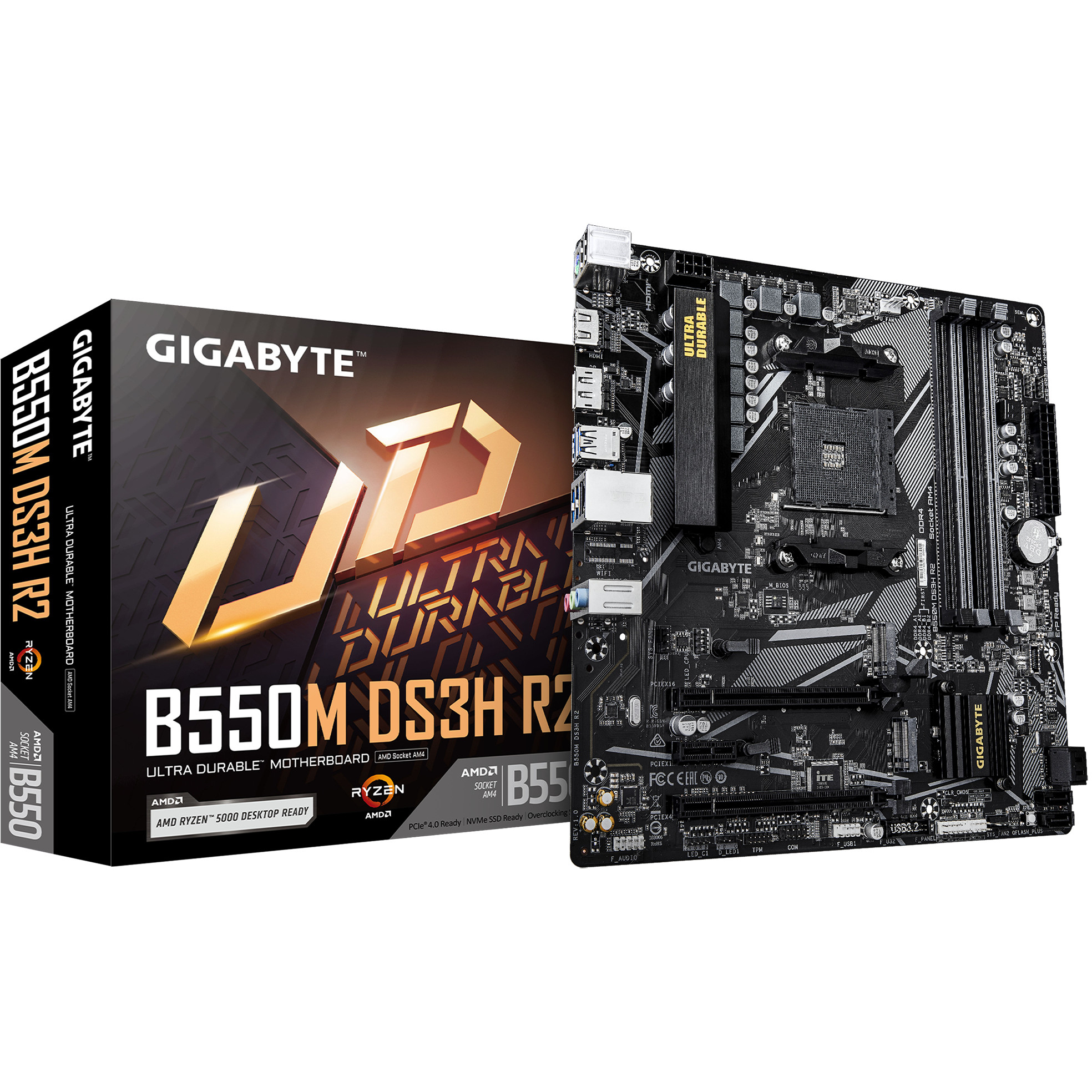 4719331870454 - GIGABYTE B550M DS3H R2 - motherboard - micro ATX - Socket AM4 - AMD B550 Mainboard - AMD B550 - AMD AM4 socket - DDR4 RAM - Micro-ATX