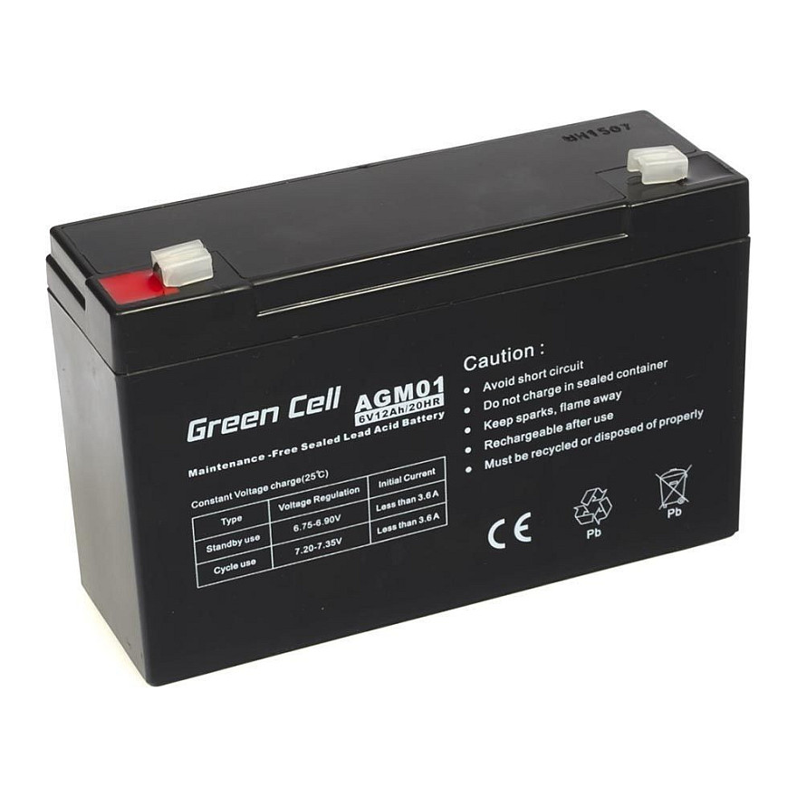 Green Cell AGM Battery 6V 12Ah - Batterie - 12.000 mAh USV & Stromversorgung