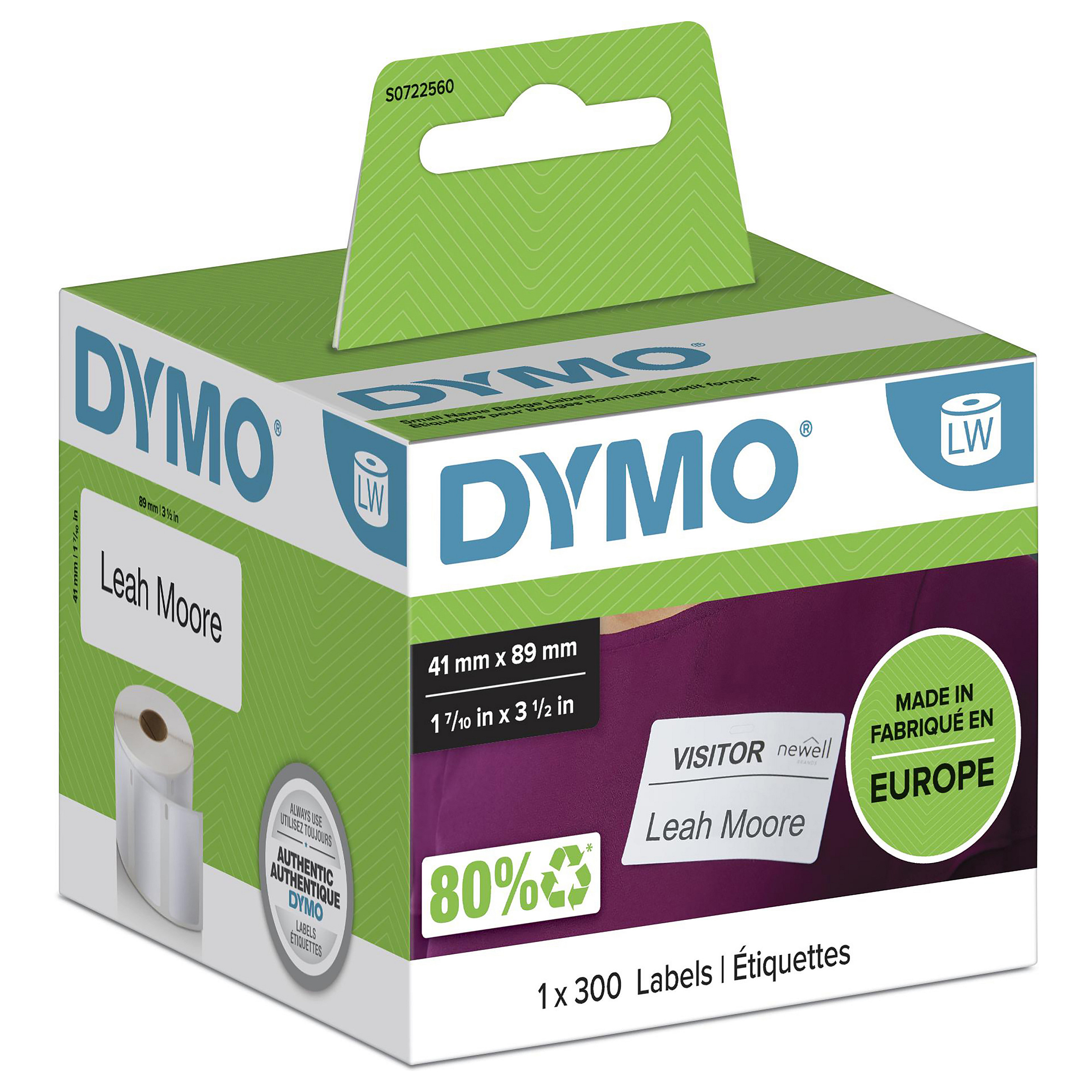 Dymo LabelWriter - 89 x 41 mm 300 Etiketten - weiß (S0722560)