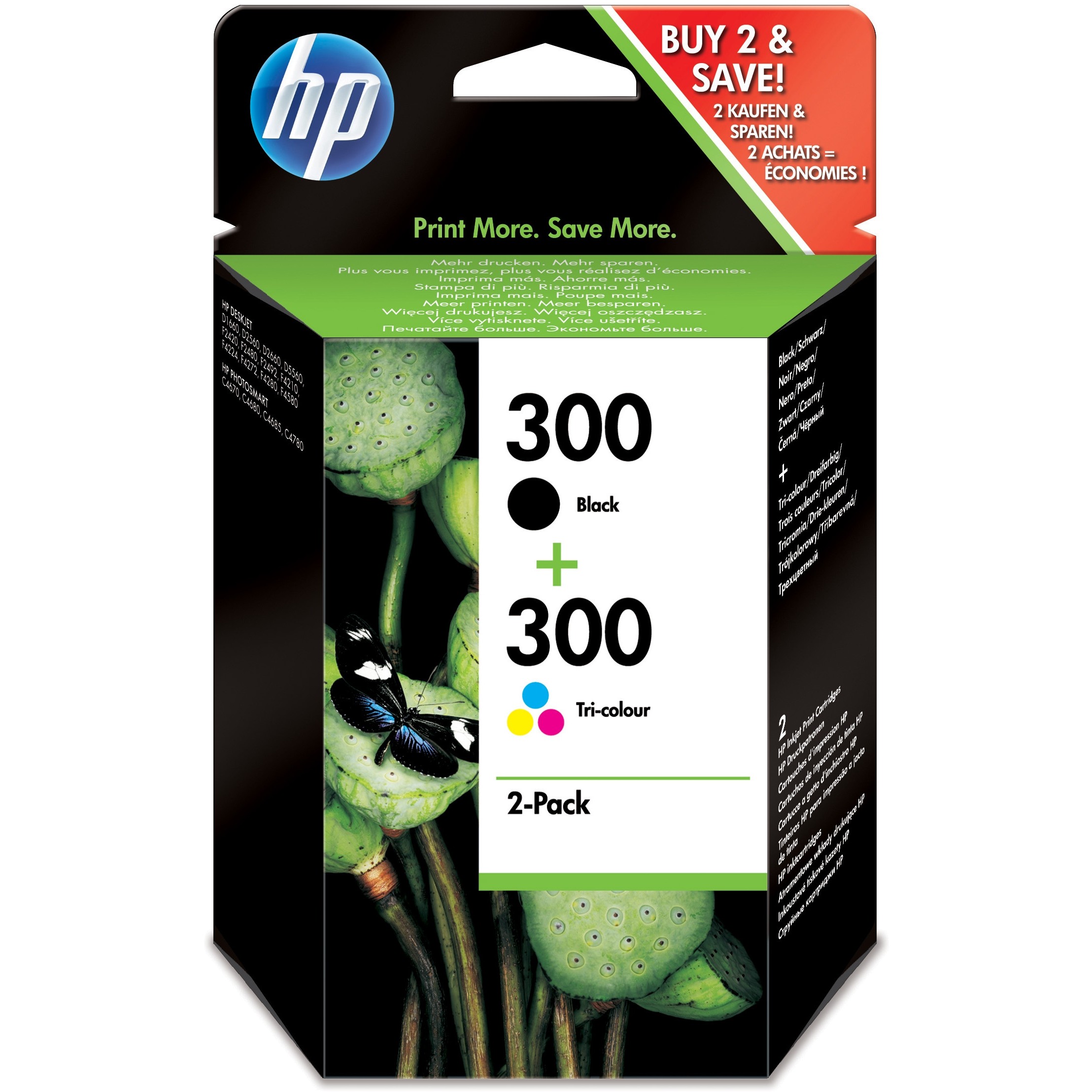 HP 300 2-pack Black/Tri-color Original Ink Cartridges ink cartridge - CN637EE