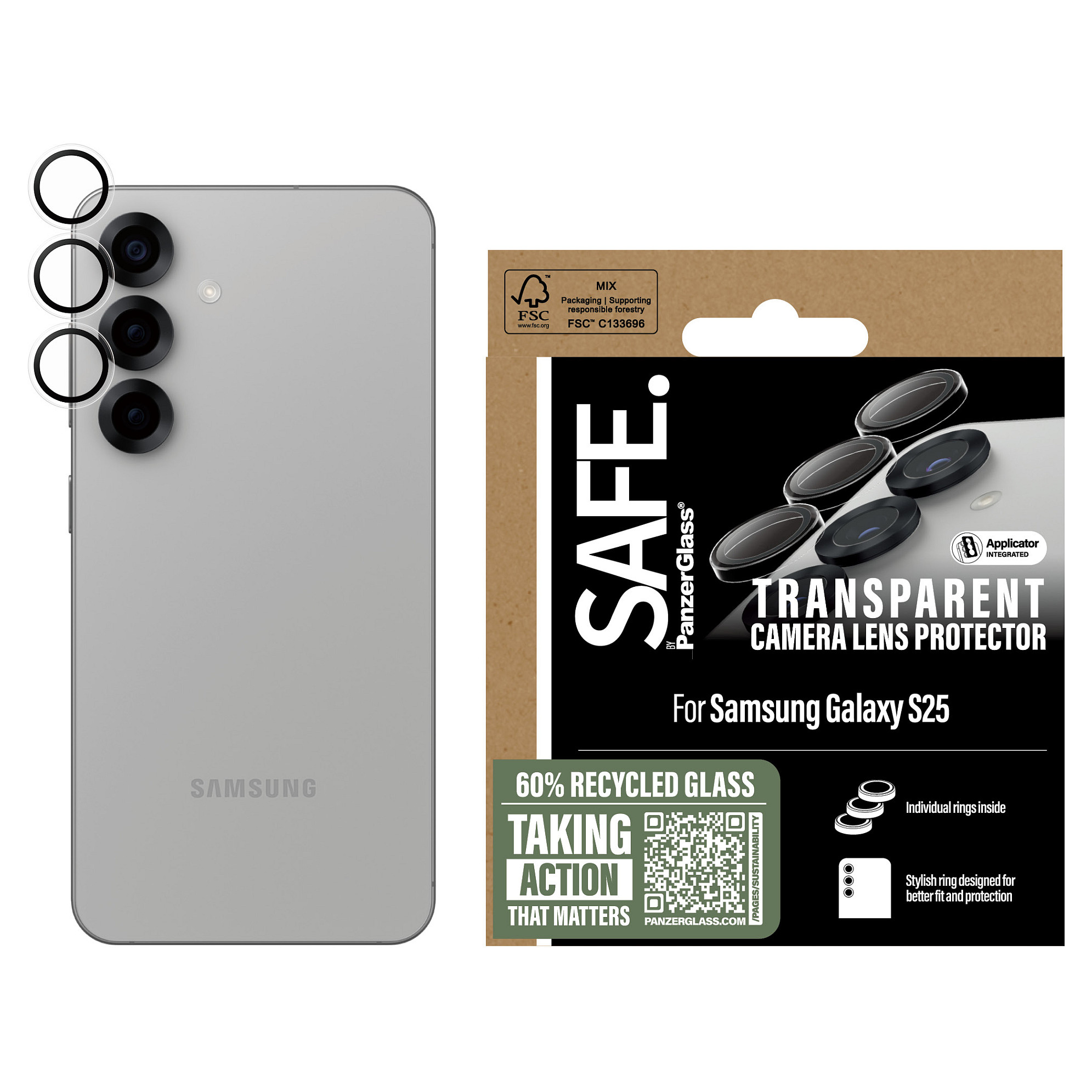 PanzerGlass SAFE. by ® Camera Lens Protector Transparent Samsung Galaxy S25