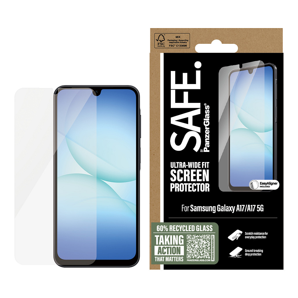 PanzerGlass SAFE. by ® Screen Protector Samsung Galaxy A17 | A17 5G | Ultra-Wide Fit w. EasyAligner