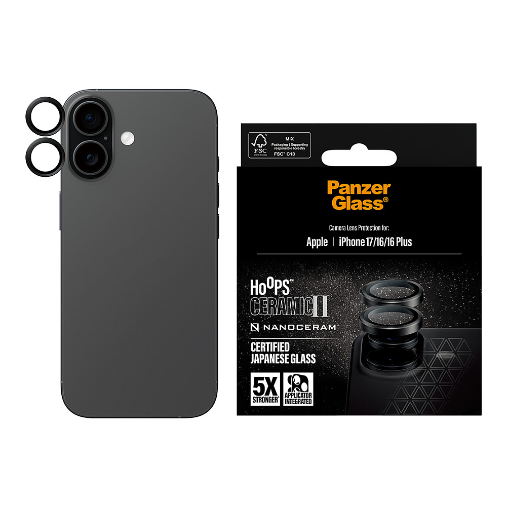 PanzerGlass ® Hoops® Ceramic II Camera Lens Protector iPhone 17 | iPhone 16 | 16 Plus