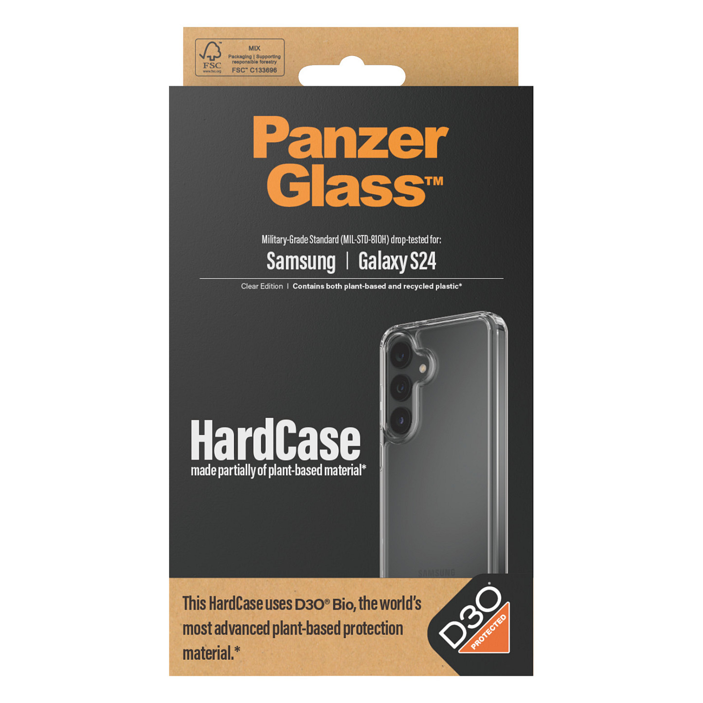 PanzerGlass ® HardCase Transparent w. D3O® Samsung Galaxy S24 mobile phone case