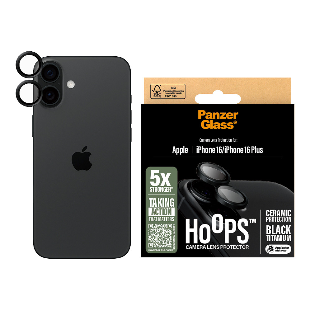 PanzerGlass ® Hoops® Ceramic Camera Lens Protector iPhone 16 | 16 Plus