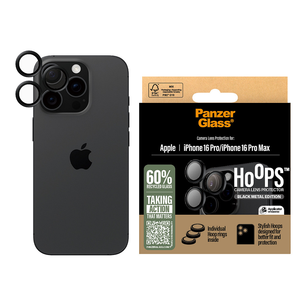 PanzerGlass ® Hoops® Camera Lens Protector Black iPhone 16 Pro | 16 Pro Max