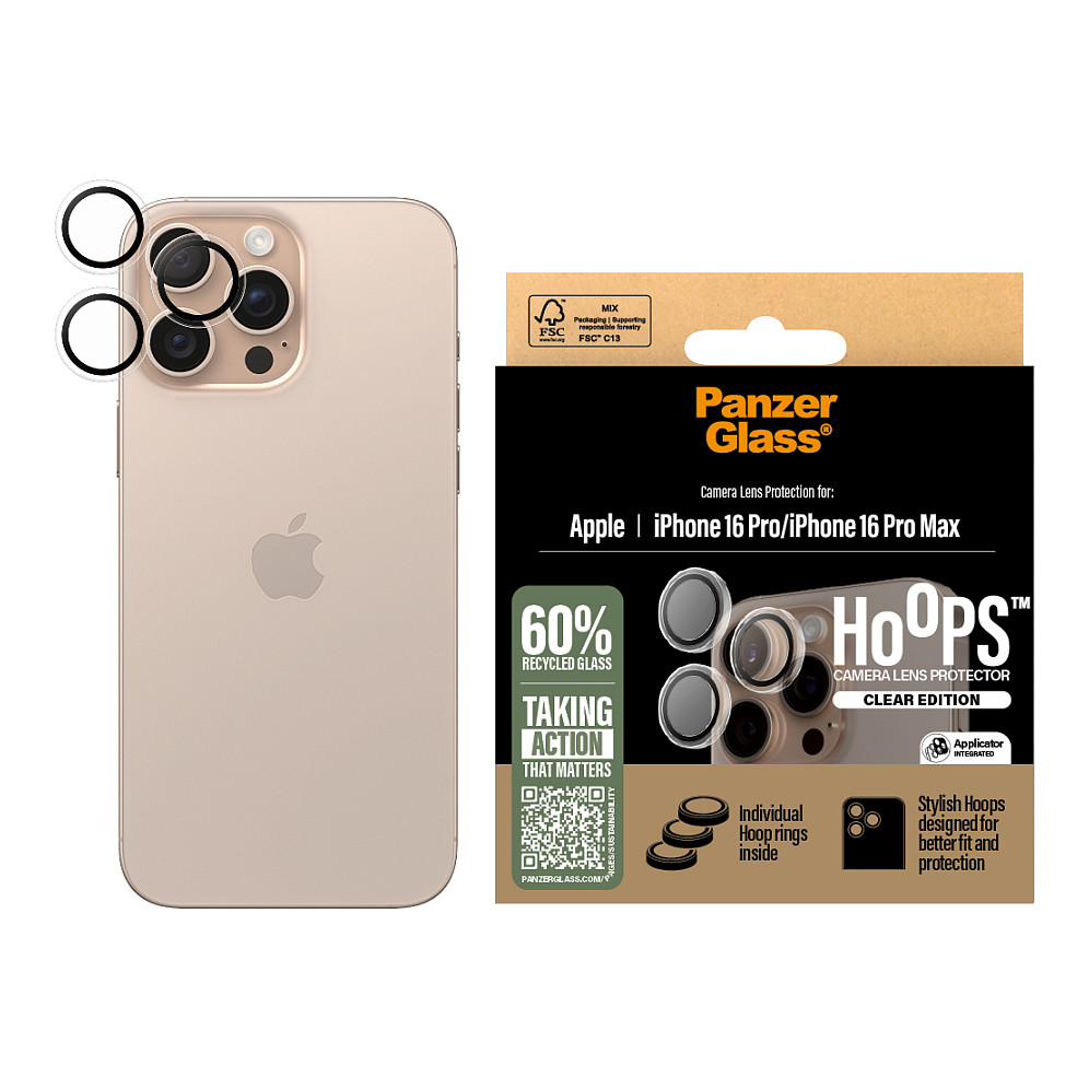 PanzerGlass ® Hoops® Camera Lens Protector Transparent iPhone 16 Pro | 16 Pro Max