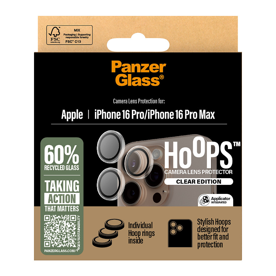 PanzerGlass ® Hoops® Camera Lens Protector Transparent iPhone 16 Pro | 16 Pro Max