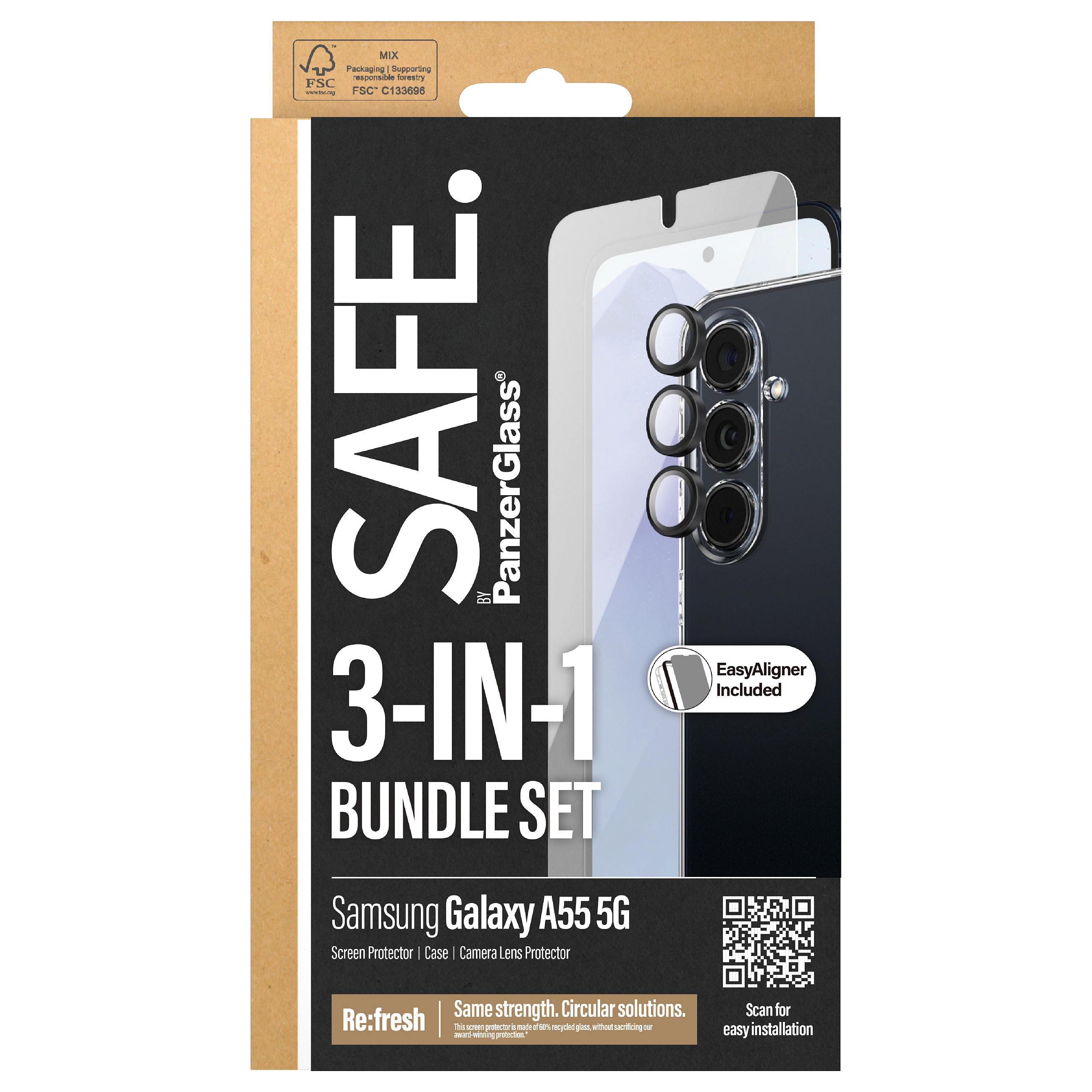 PanzerGlass SAFE. by ® 3-in-1 Protection Bundle Samsung Galaxy A55 5G