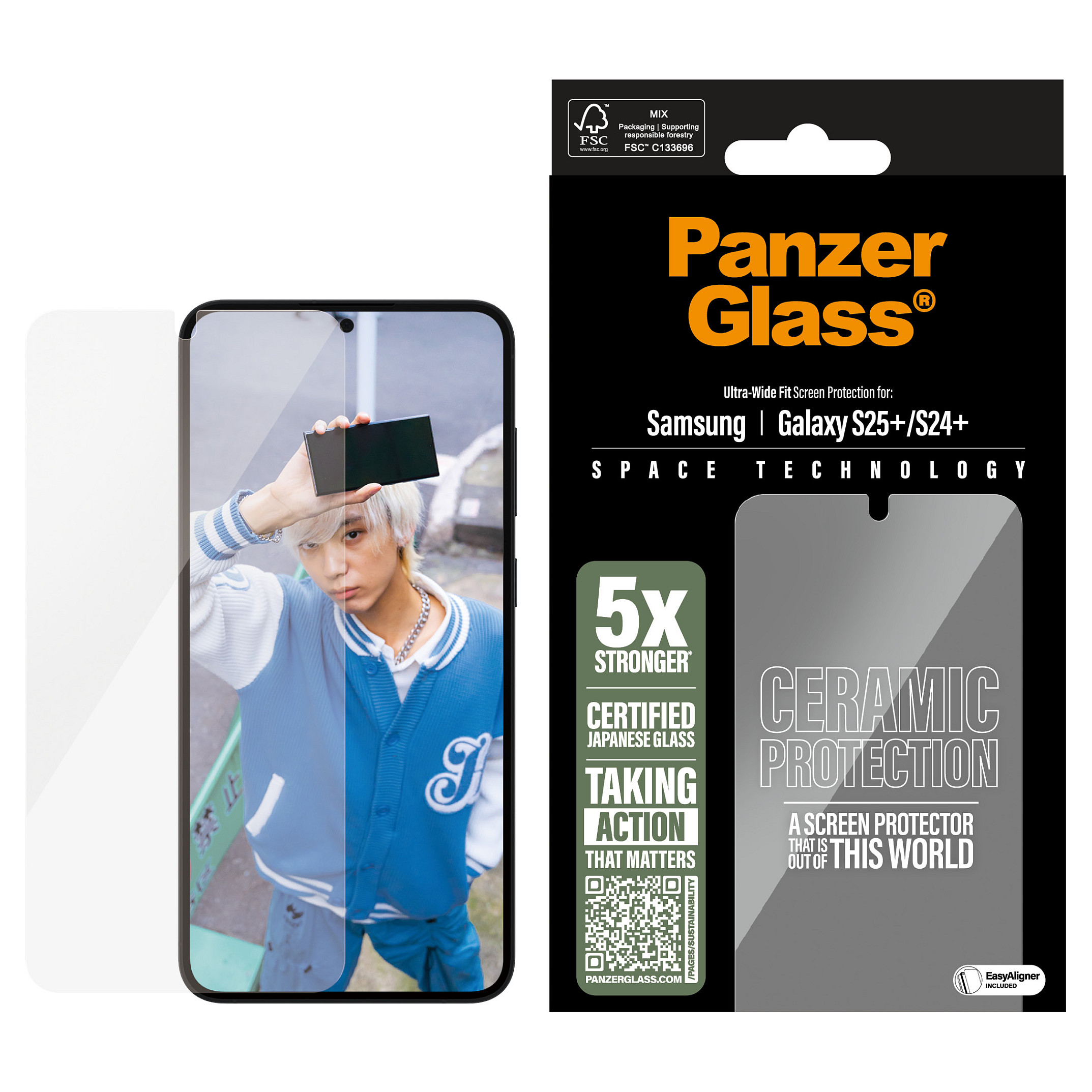 PanzerGlass ® Ceramic Screen Protector Samsung Galaxy S25+ | S24+ | Ultra-Wide Fit w. EasyAligner