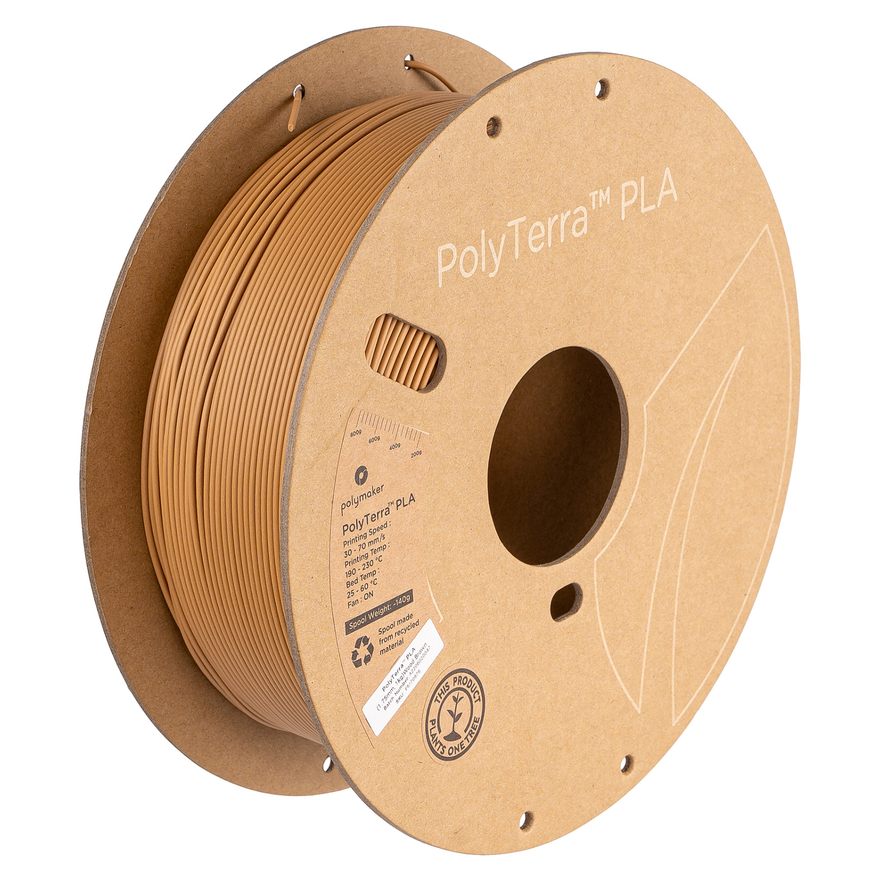 PLA 1,75mm WOOD BROWN 1kg 3D Druck