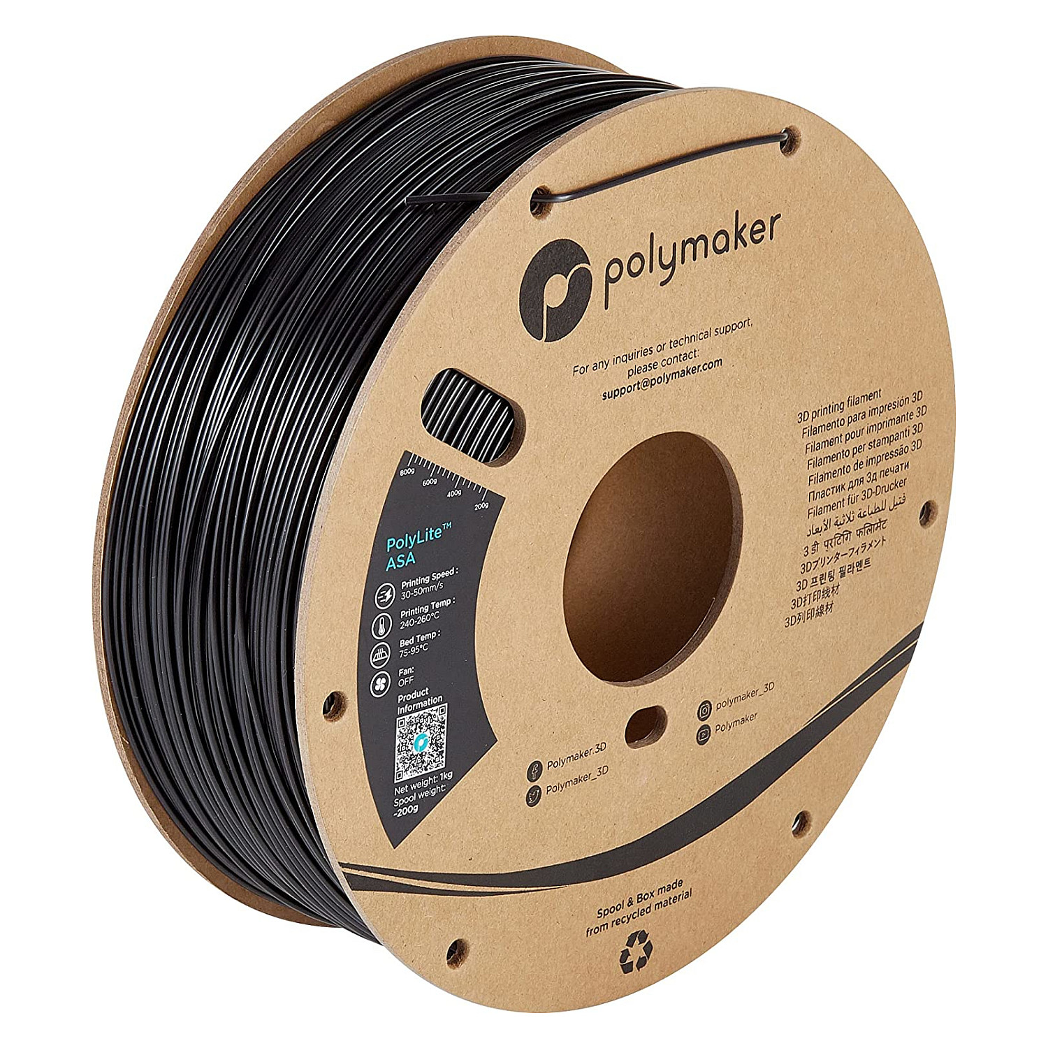 ASA 1,75mm BLACK 1kg 3D Druck