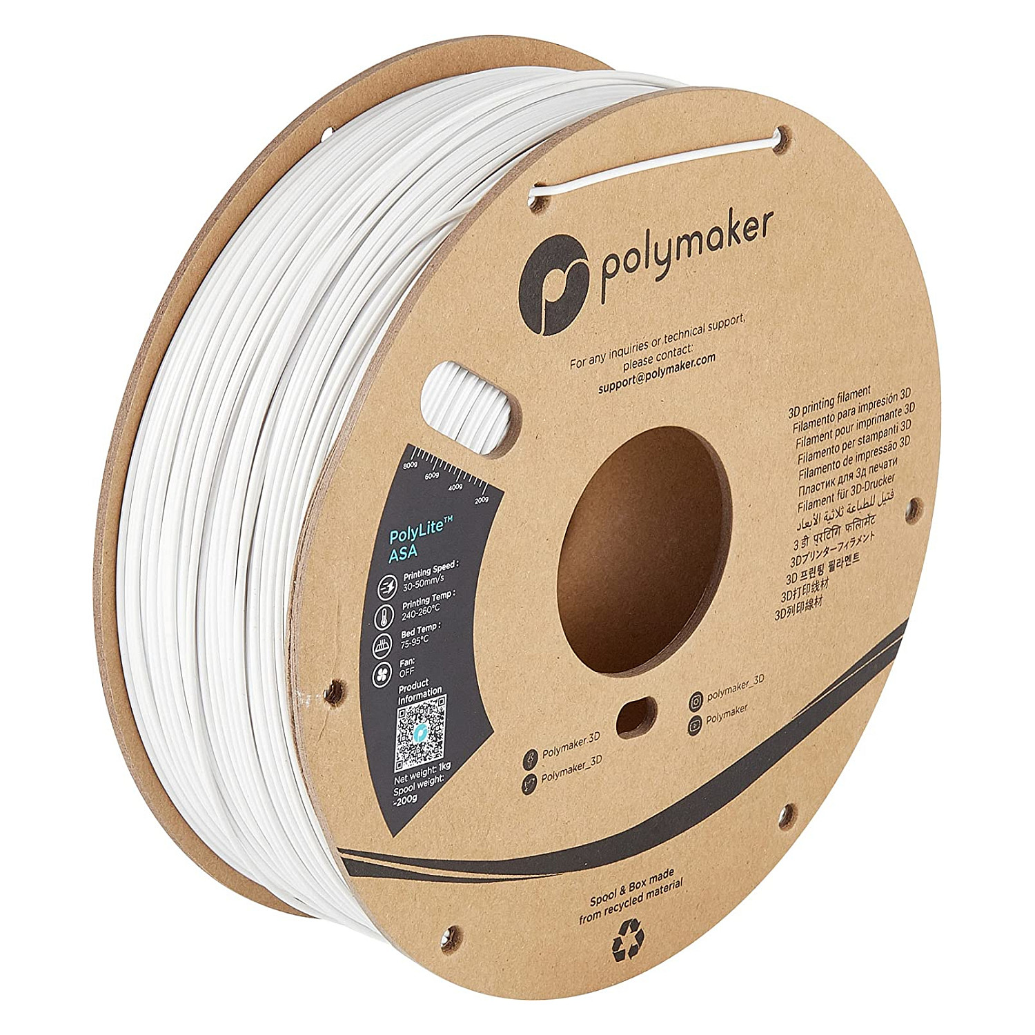 ASA 1,75mm WHITE 1kg 3D Druck