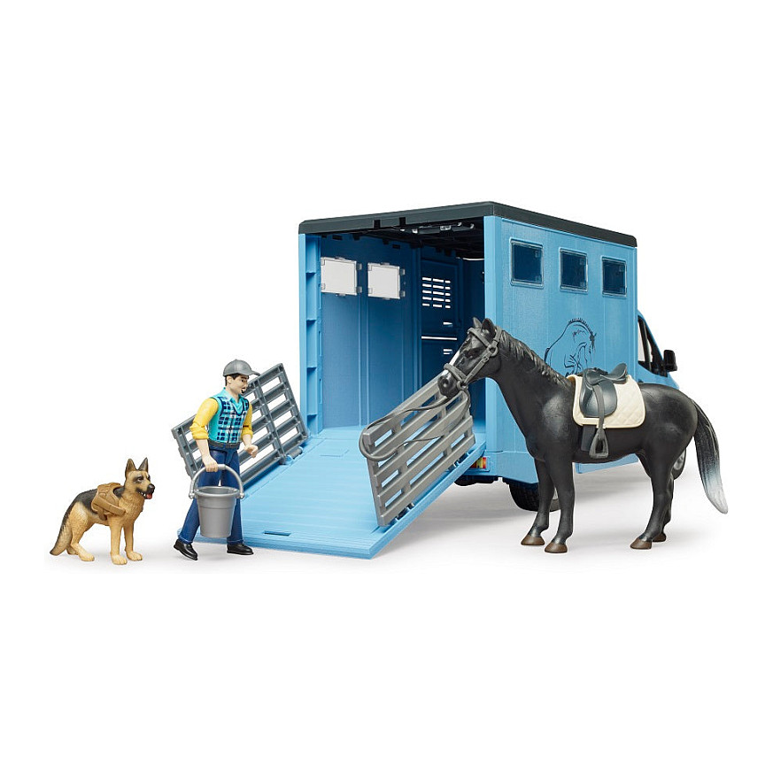 BRUDER MB Sprinter Tiertransporter mit Pferd (blau)