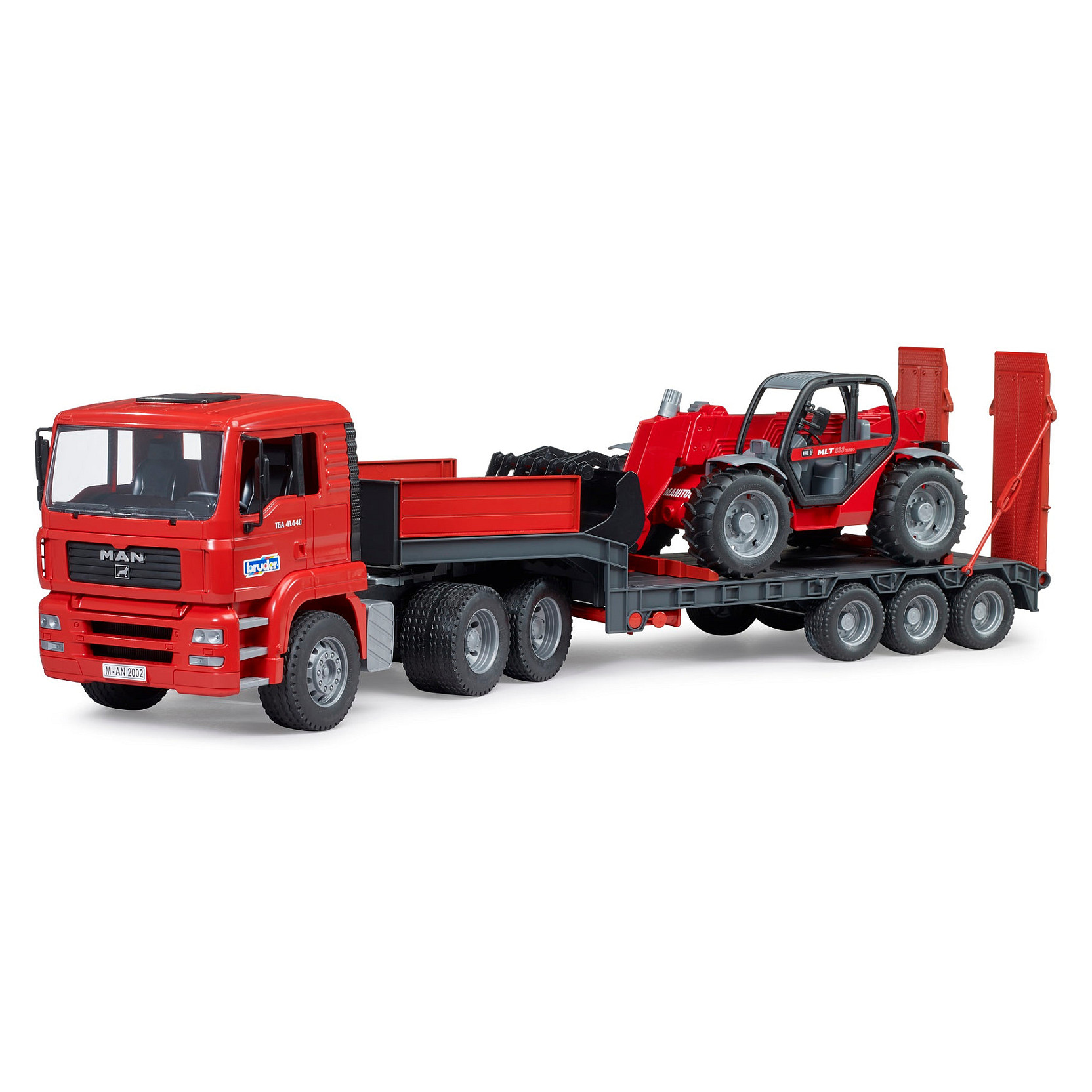 BRUDER MAN TGA Tieflader avec Manitou Teleskoplader MLT 633