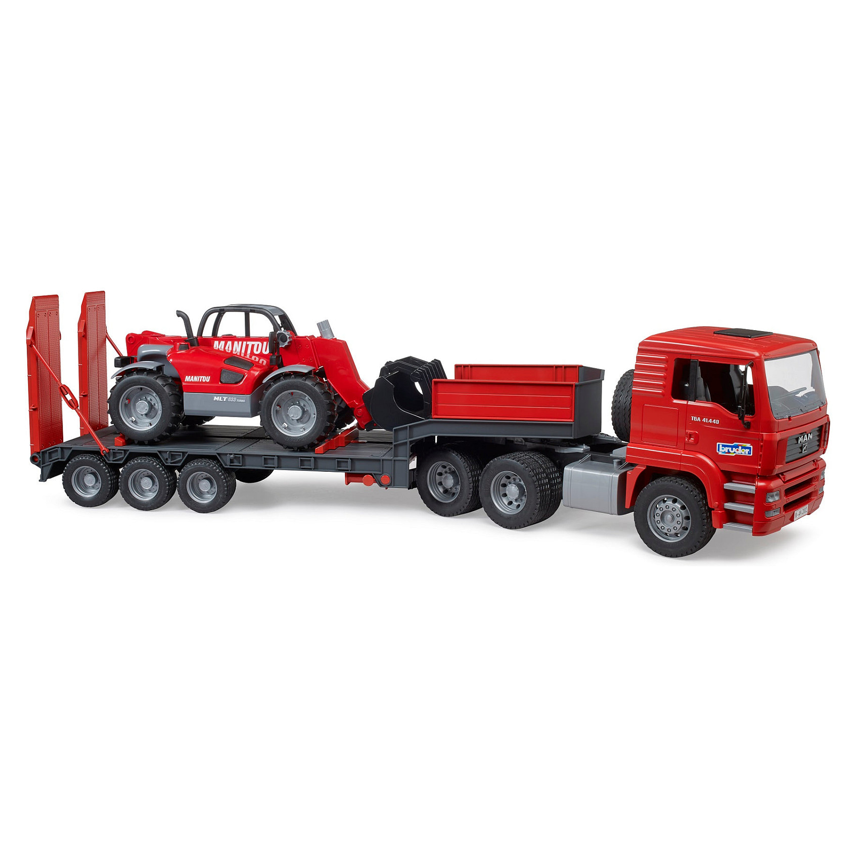 BRUDER MAN TGA Tieflader mit Manitou Teleskoplader MLT 633