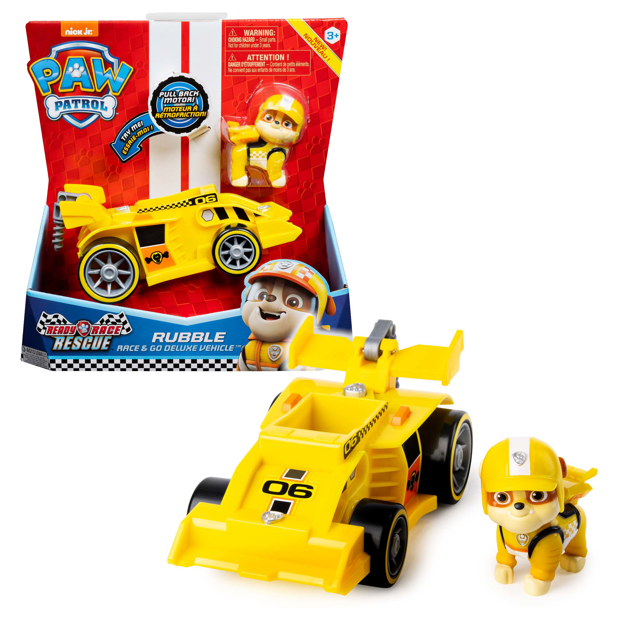 Spinmaster Paw Patrol - Ready, Race, Rescue, Rubbles Race & Go Deluxe Basis Fahrzeug (mit Figur) Spielwaren