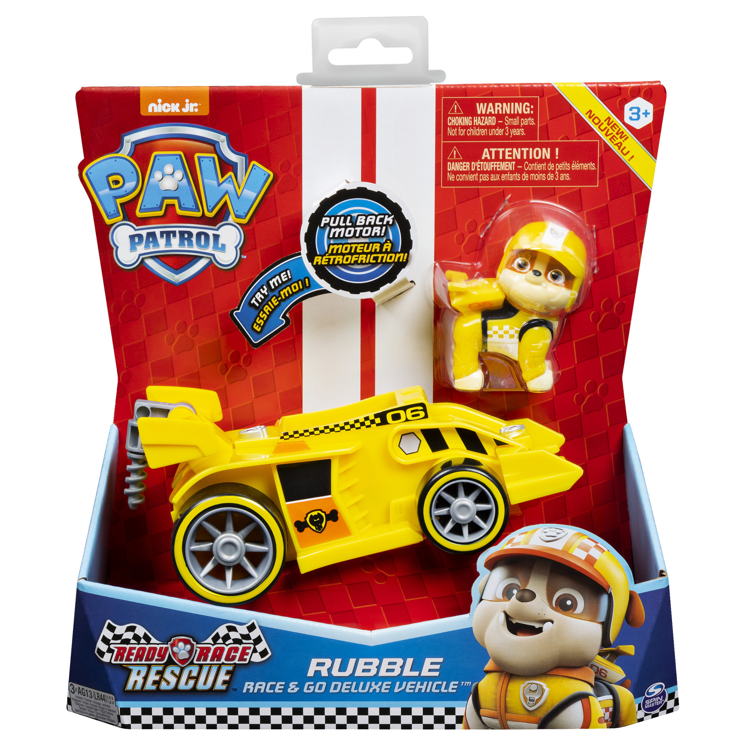 Spinmaster Paw Patrol - Ready, Race, Rescue, Rubbles Race & Go Deluxe Basis Fahrzeug (mit Figur)