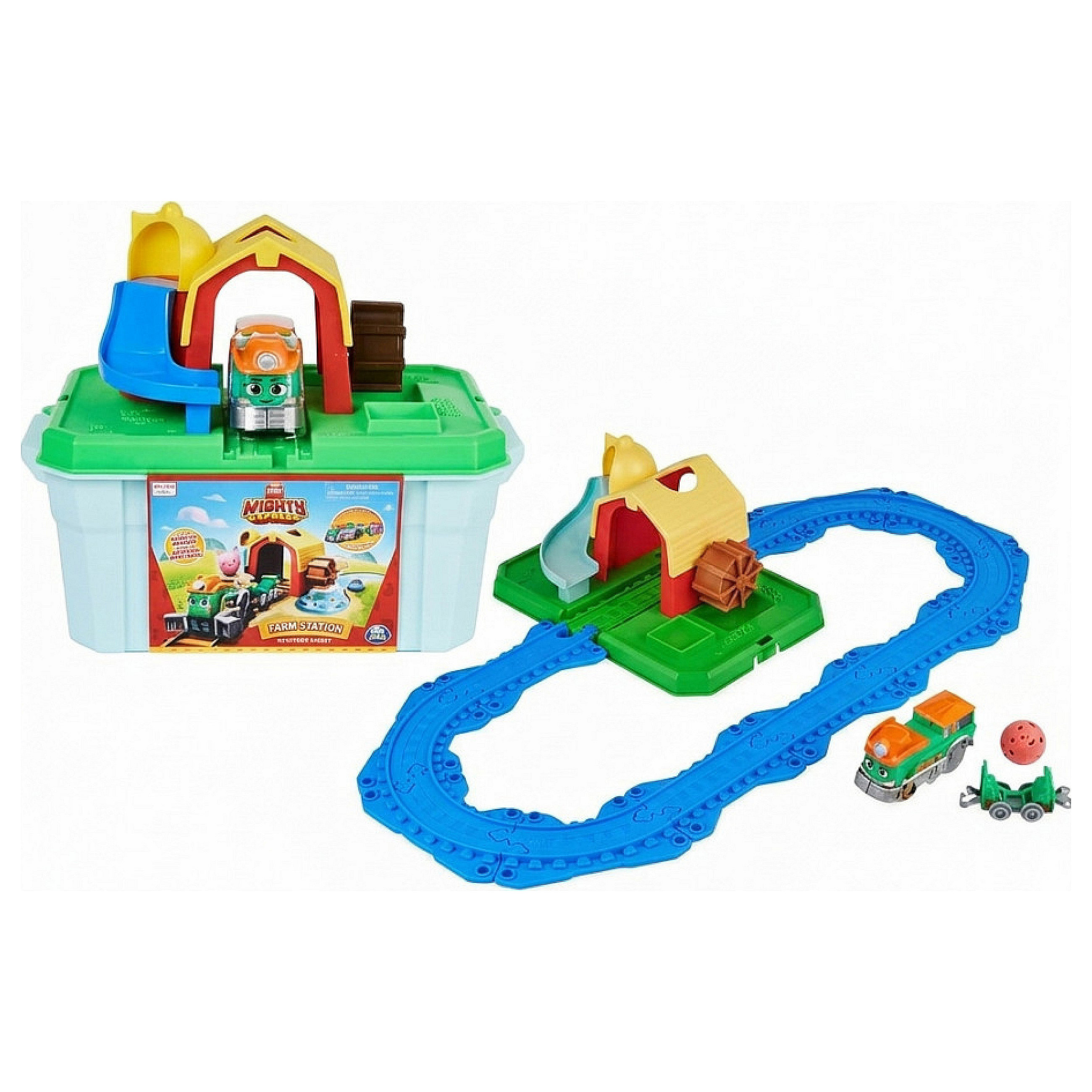 Spinmaster Mighty Express Farmbahnhof Spielset mit Farm-Frieda Spielwaren