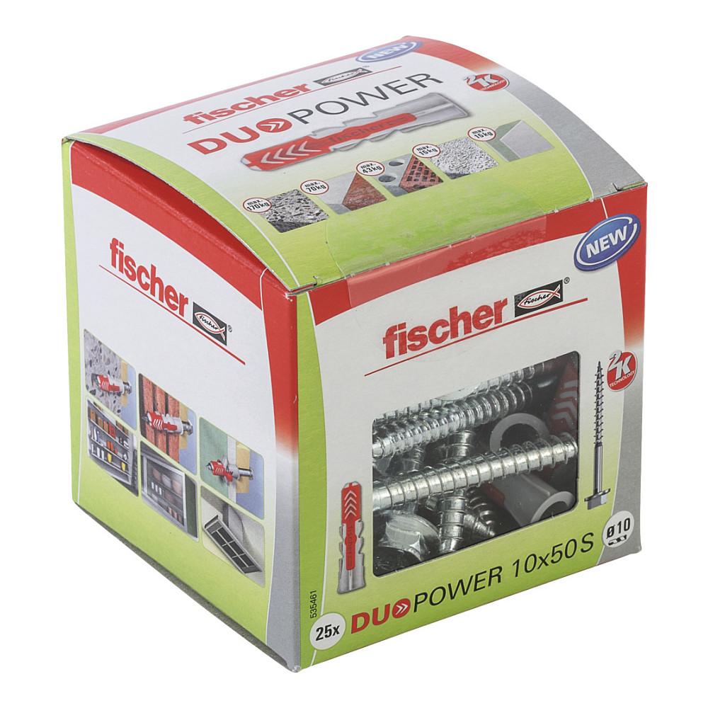 fischer DuoPower 10x50 S Dübel mit Schrauben 10 x 50 mm, 25 Stück Werkzeuge
